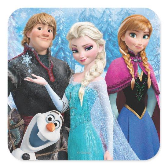 Frozen | Anna, Elsa, Kristoff and Olaf Square Sticker