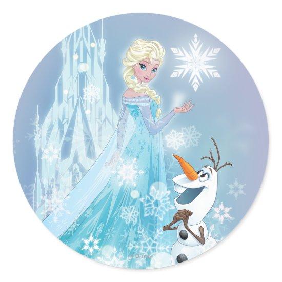 Frozen | Elsa and Olaf - Icy Glow Classic Round Sticker