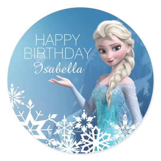 Frozen Elsa Birthday Classic Round Sticker