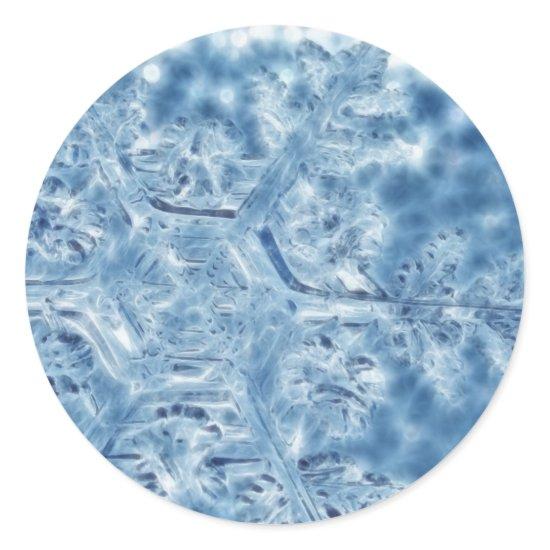 Frozen Ice Crystal Fractal Snowflake Classic Round Sticker