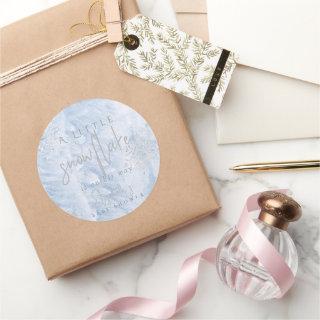 Frozen Winter Silver Snowflake Blue Baby Shower Classic Round Sticker