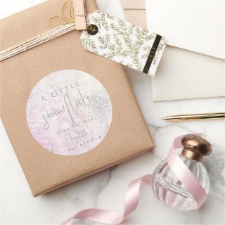 Frozen Winter Silver Snowflake Pink Baby Shower Classic Round Sticker