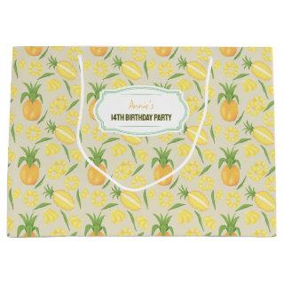 Fruit Basket Pattern Collection - Pineapples Large Gift Bag