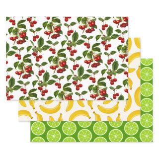 Fruit Patterns, Cherries, Bananas & Lime Slices Wr  Sheets