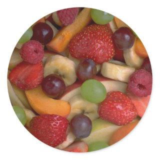 Fruit salad, close-up classic round sticker