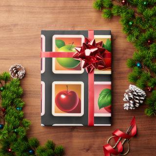 Fruits in squared box Red Green Pattern