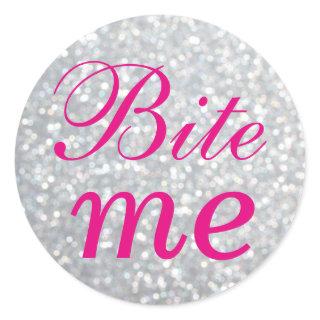 Fuchsia and Silver Bite Me Sticker