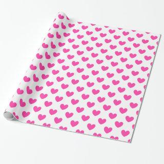 Fuchsia pink polka hearts on white