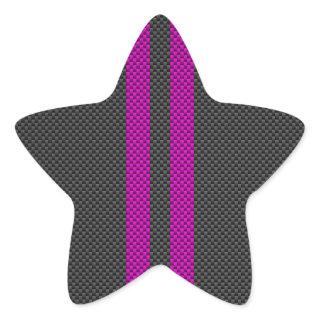 Fuchsia Pink Stripes in Carbon Fiber Style Star Sticker