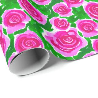 Fuchsia Pink Watercolor Roses