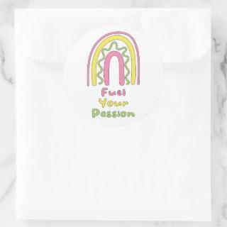 Fuel your passion motivational boho rainbow classic round sticker