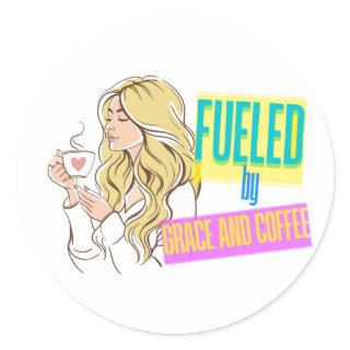 Fueled by Grace & Coffee – Funny Christian Mom Classic Round Sticker