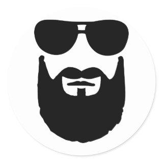Full beard sunglasses classic round sticker
