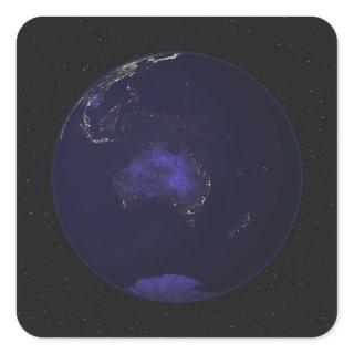 Full Earth at night showing city lights 2 Square Sticker