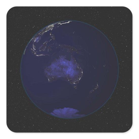 Full Earth at night showing city lights 2 Square Sticker