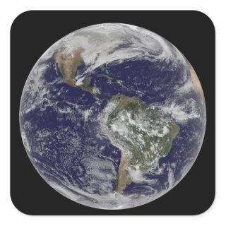 Full Earth showing North America and South Amer 6 Square Sticker