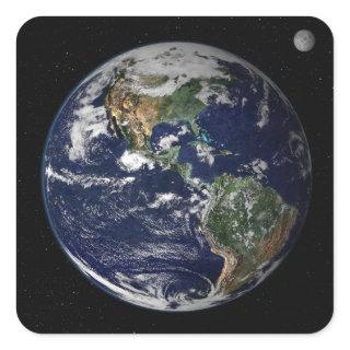 Full Earth showing North and South America Square Sticker