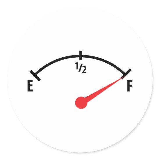 full fuel tank indicator gauge classic round sticker