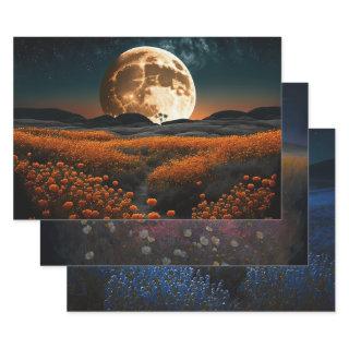Full Moon and Flowers  Sheets