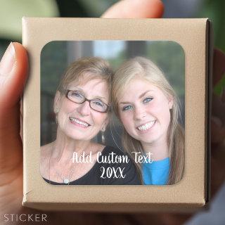 Full Photo Layout with Modern Script Text Square Sticker