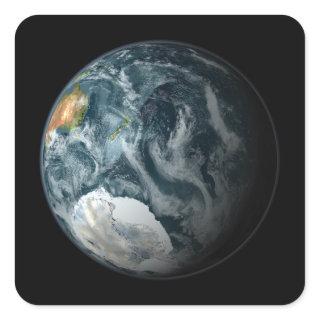 Full view of the Earth highlighting Antarctica Square Sticker