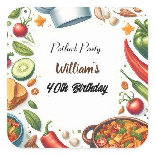 Fun Bbq Taco Chef Soup Potluck Party 40th Birthday Square Sticker