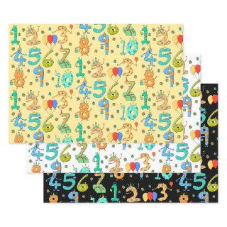 Fun Birthday Party Theme. Cute Cartoon Numbers  Sheets
