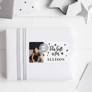 Fun Black Script Personalized Photo Name Gift for Label