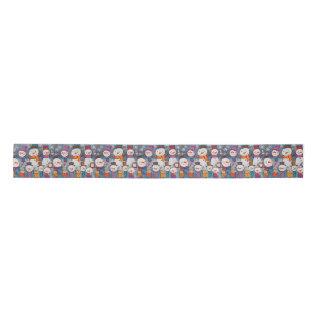 Fun Chorus of Snowmen Drinking Hot Cocoa Satin Ribbon