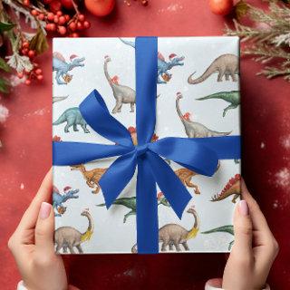 Fun Christmas Holiday Dinosaur Watercolor pattern