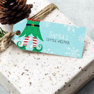 Fun Christmas Santa's little helper elf snow blue Gift Tags
