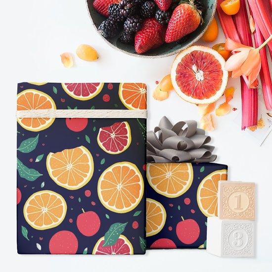 Fun Color Citrus Grapefruit Orange Leaves Pattern