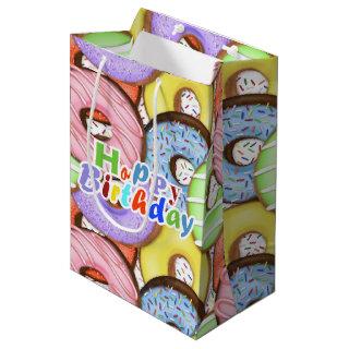 Fun Colorful Donuts | Happy Birthday Medium Gift Bag