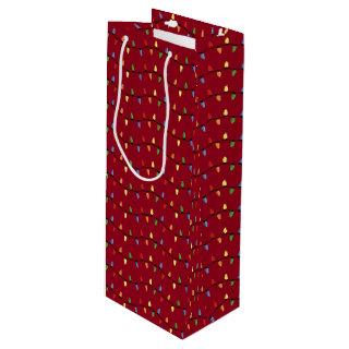 Fun Colorful Festive Holiday Tree Lights Pattern Wine Gift Bag