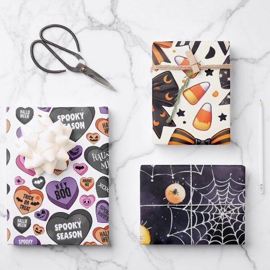 Fun coquette halloween bow candy heart spider web   sheets