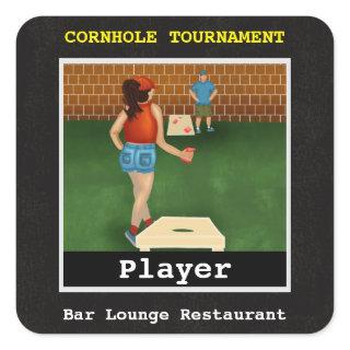 Fun Cornhole Tournament Registered Player Sticker
