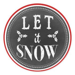 Fun Cute Let It Snow Blackboard Classic Round Sticker