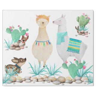 Fun Cute Llama, Dog, Owl Teal Desert