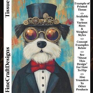 Fun Cute Steampunk Dog In Top Hat Z5 Decoupage Tissue Paper