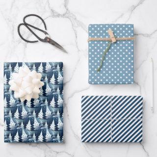 Fun Dark Light Blue Abstract Pine Tree Pattern  Sheets