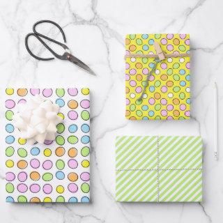 Fun Easter Eggs White Green Striped Pattern  Sheets