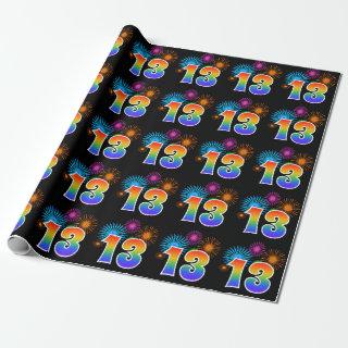 Fun Fireworks + Rainbow Pattern "13" Event Number