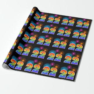 Fun Fireworks + Rainbow Pattern "22" Event Number