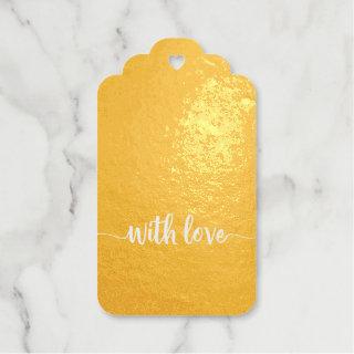Fun Gold and Red With Love Custom Foil Gift Tags