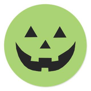 Fun green jack o lantern pumpkin face Halloween Classic Round Sticker