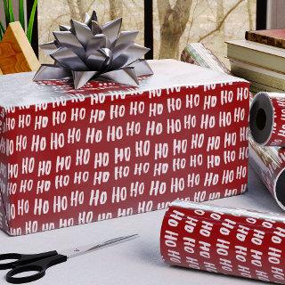 Fun Ho Ho Ho Text Red Holiday Pattern Christmas v2