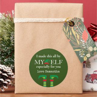 Fun I made this by My Elf Name Green Classic Round Sticker