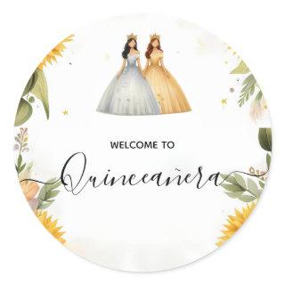 Fun Joy Lily Twin Dual Joint Double Quinceanera Classic Round Sticker