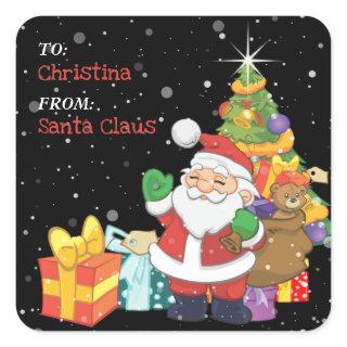 Fun Kids Christmas Personalized Gift Square Sticker