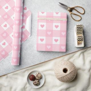 Fun Love Pink And White Plaid Heart Pattern